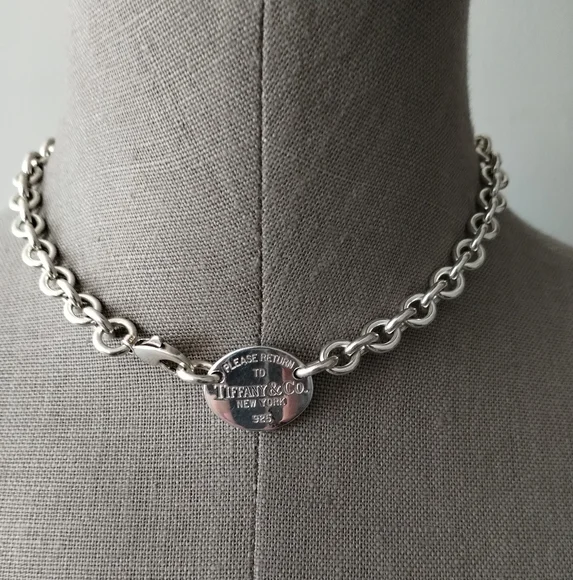 Tiffany and Co Sterling Silver Return to Tiffany Oval Tag Choker Necklace - Picture 11 of 11